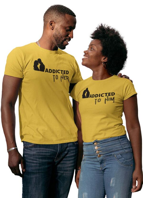 Addicted to Her, Addicted to Him Valentine Couples T-Shirt - DK - Image 3