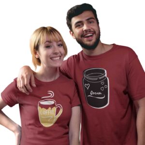 Coffee Cup Cream Valentine Couples T-Shirt - LT