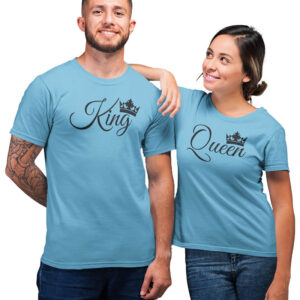 King Queen Crown Valentine Couple T-Shirt - DK