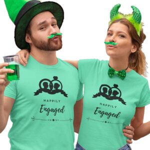 Happily Engaged Valentine Couple T-Shirt - DK