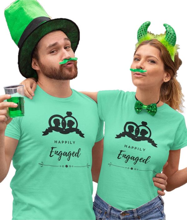 Happily Engaged Valentine Couple T-Shirt - DK