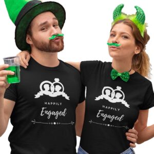 Happily Engaged Valentine Couple T-Shirt - LT