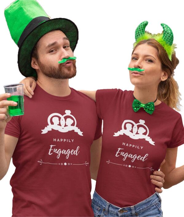 Happily Engaged Valentine Couple T-Shirt - LT - Image 3