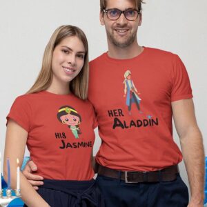 Her Aladdin, His Jasmine Valentine Couples T-Shirt - DK