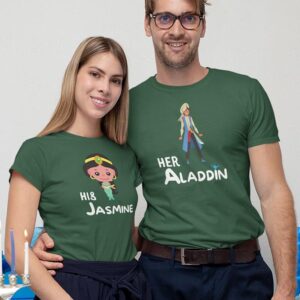 Her Aladdin, His Jasmine Valentine Couples T-Shirt - LT