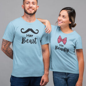 Her Beast, His Beauty Valentine Couple T-Shirt - DK