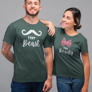 Her Beast, His Beauty Valentine Couple T-Shirt - LT