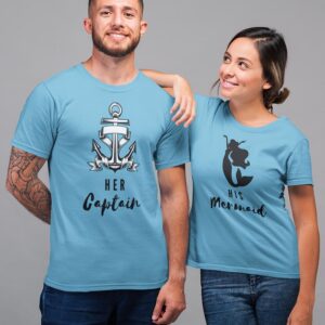 Her Captain, His Mermaid Valentine Couples T-Shirt - DK
