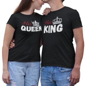 His Queen Her King Couples Valentine T-Shirt - LT