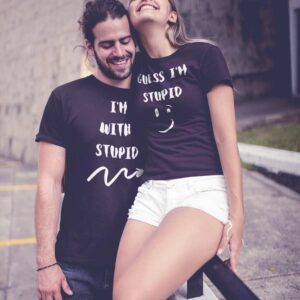 I'm with stupid, Guess I'm the stupid Valentine Couple T-Shirt - LT