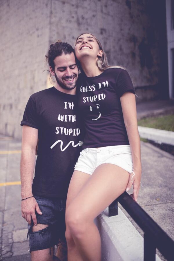 I'm with stupid, Guess I'm the stupid Valentine Couple T-Shirt - LT