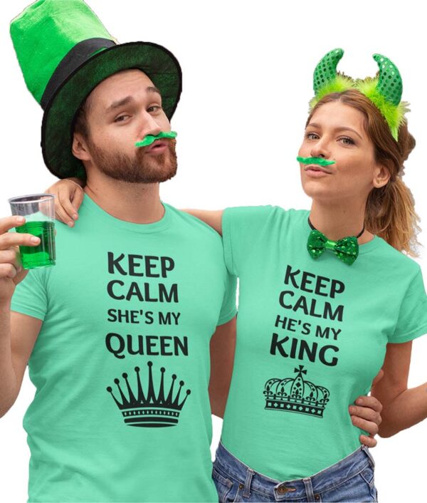 Keep Calm He's my King, Keep Calm She's my Queen Valentine Couple T-Shirt - DK - Image 4