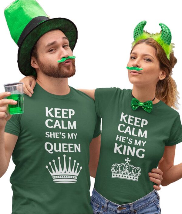 Keep Calm He's my King, Keep Calm She's my Queen Valentine Couple T-Shirt - LT - Image 6