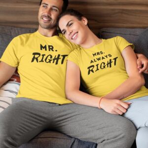 Mr. Right, Mrs. Always Right Valentine Couples T-Shirt - DK