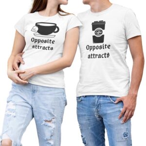 Opposite Attracts Coffee Men & Tea Women Valentine Couples T-Shirt