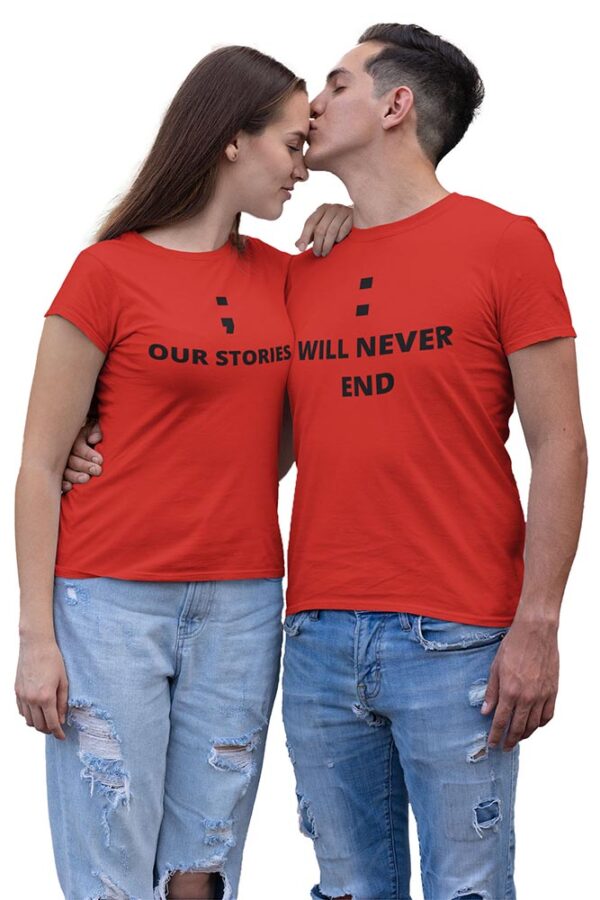 Our stories Will Never End Valentine Couples T-Shirt - DK - Image 5