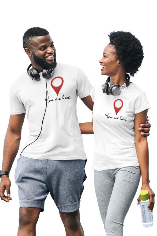 You Are Here Heart Valentine Couples T-Shirt - DK - Image 4