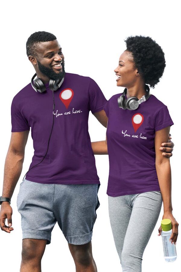 You Are Here Heart Valentine Couples T-Shirt - LT - Image 4