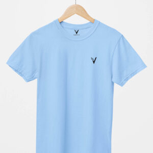 Baby Blue Classic Plain Round Neck T-Shirt for Unisex