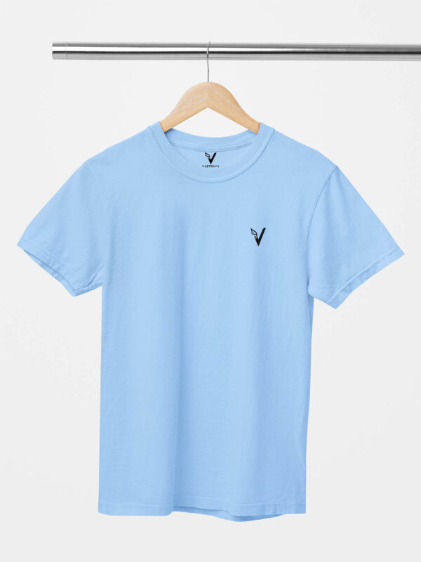 Baby Blue Classic Plain Round Neck T-Shirt for Unisex