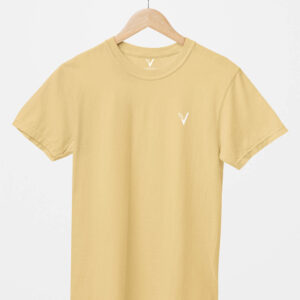 Beige Classic Plain Round Neck T-Shirt for Unisex