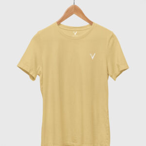 Beige Classic Plain Round Neck T-Shirt for Women