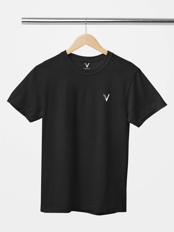 Black Classic Plain Round Neck T-Shirt for Unisex