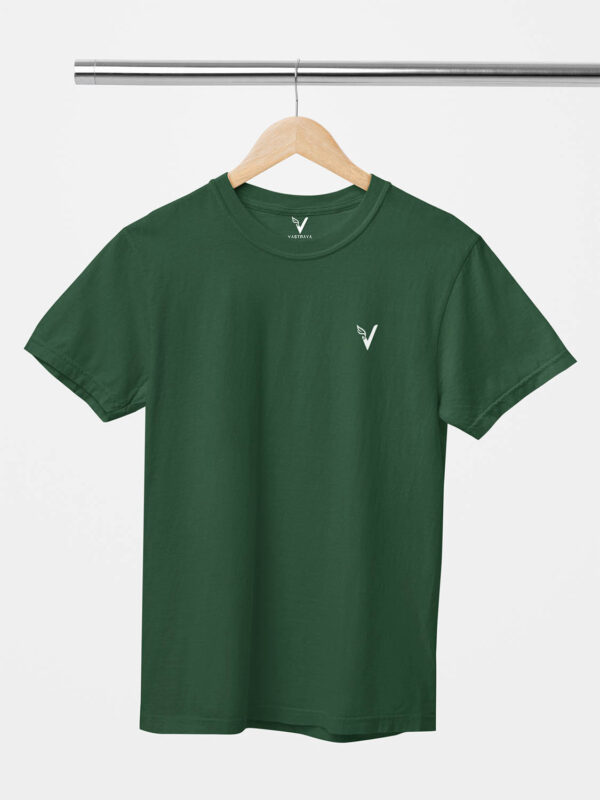 Bottle Green Classic Plain Round Neck T-Shirt for Unisex