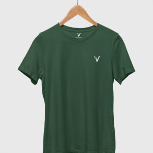 Bottle Green Classic Plain Round Neck T-Shirt for Women
