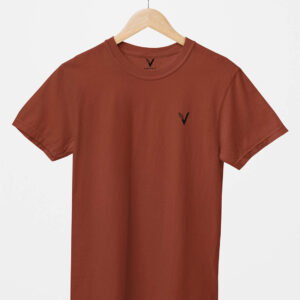 Brick Red Green Classic Plain Round Neck T-Shirt for Unisex