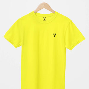 Bright Yellow Classic Plain Round Neck T-Shirt for Unisex