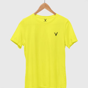 Bright Yellow Classic Plain Round Neck T-Shirt for Women