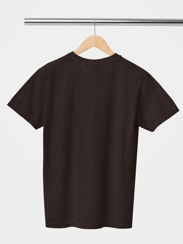 Coffee Brown Classic Plain Round Neck T-Shirt for Unisex - Image 2