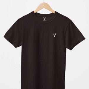 Coffee Brown Classic Plain Round Neck T-Shirt for Unisex
