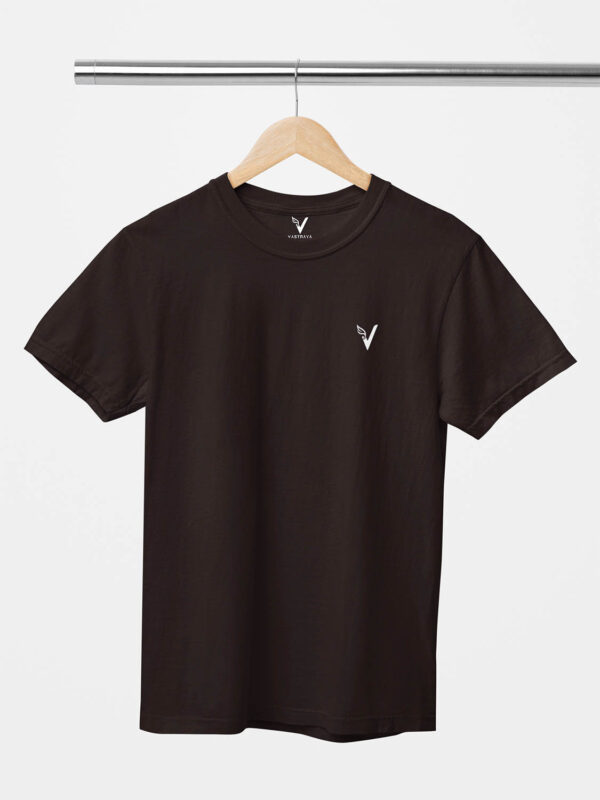 Coffee Brown Classic Plain Round Neck T-Shirt for Unisex