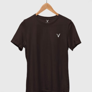 Coffee Brown Classic Plain Round Neck T-Shirt for Women