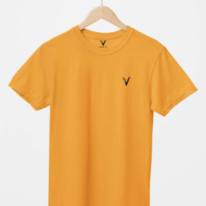 Golden Yellow Classic Plain Round Neck T-Shirt for Unisex