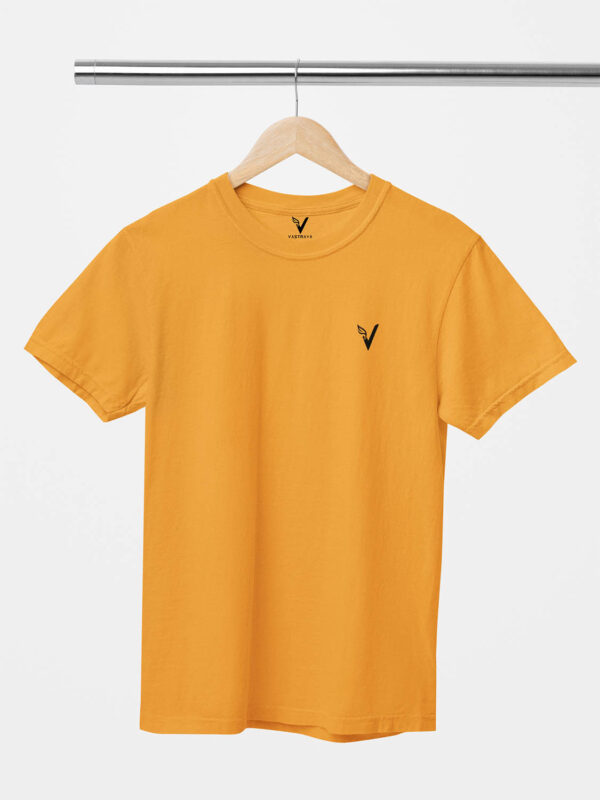 Golden Yellow Classic Plain Round Neck T-Shirt for Unisex
