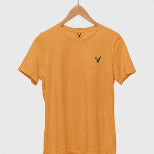 Golden Yellow Classic Plain Round Neck T-Shirt for Women