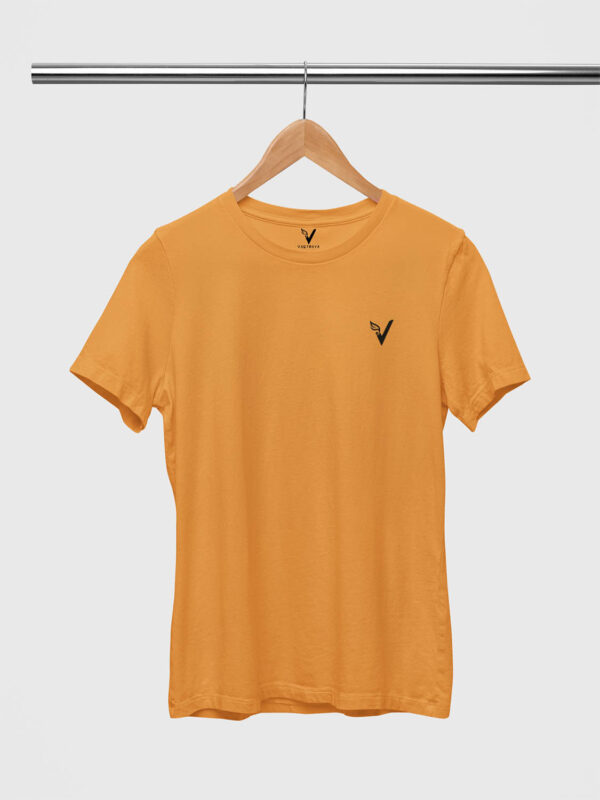Golden Yellow Classic Plain Round Neck T-Shirt for Women
