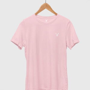 Light Baby Pink Classic Plain Round Neck T-Shirt for Women