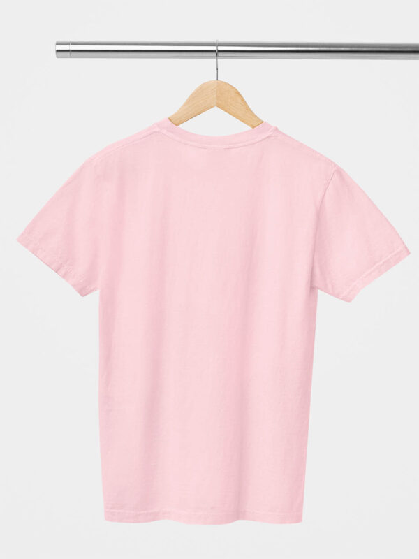 Light Pink Classic Plain Round Neck T-Shirt for Unisex - Image 2