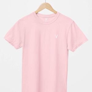 Light Pink Classic Plain Round Neck T-Shirt for Unisex