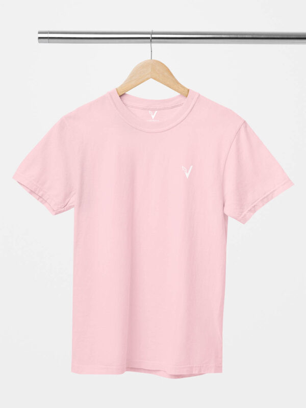 Light Pink Classic Plain Round Neck T-Shirt for Unisex