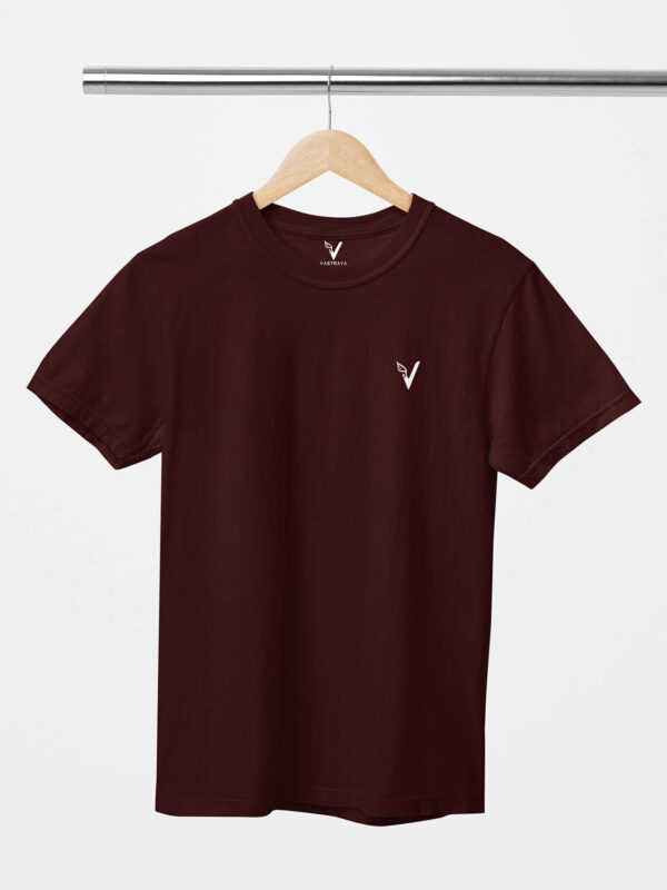 Maroon Classic Plain Round Neck T-Shirt for Unisex