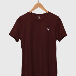 Maroon Classic Plain Round Neck T-Shirt for Women