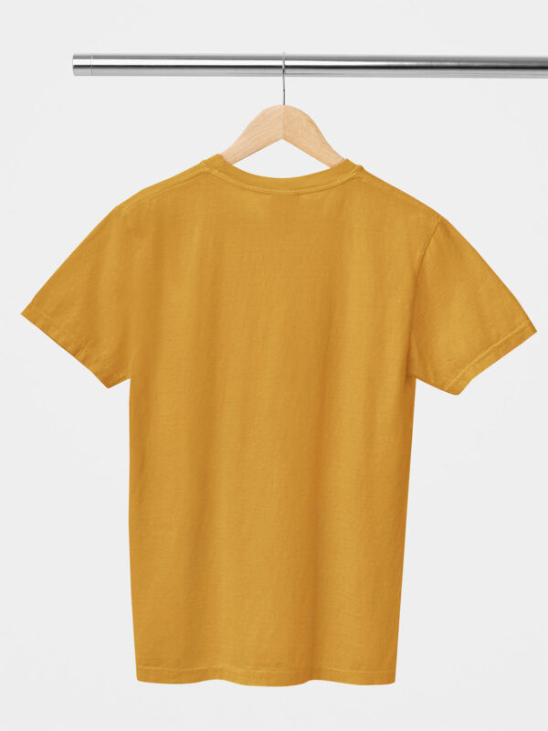 Mustard Yellow Classic Plain Round Neck T-Shirt for Unisex - Image 2
