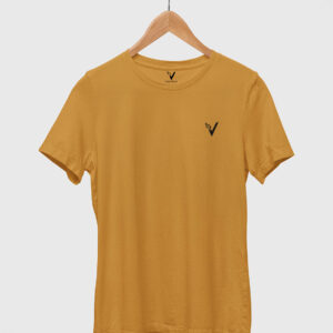 Mustard Yellow Classic Plain Round Neck T-Shirt for Women