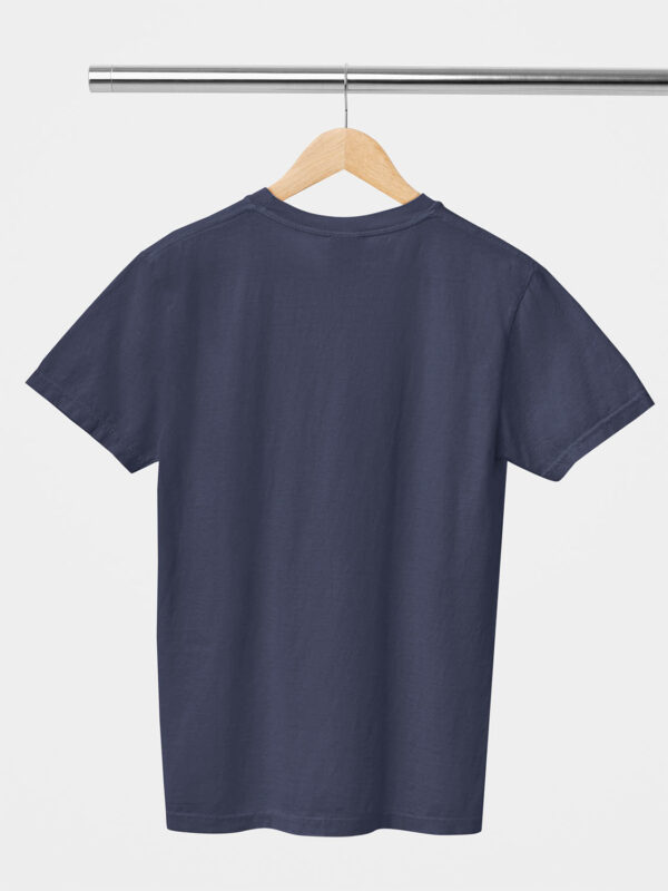 Navy Blue Classic Plain Round Neck T-Shirt for Unisex - Image 2