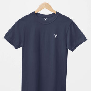 Navy Blue Classic Plain Round Neck T-Shirt for Unisex